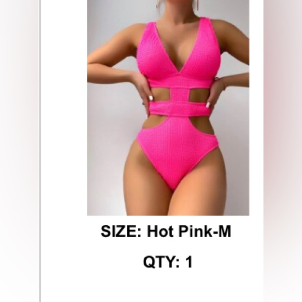 SHEIN Cut-Out One Piece Swimsuit - Hot Pink - Size M